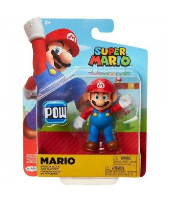 World Of Nintendo Mario With Pow Block Articulated 4 Inch Figure