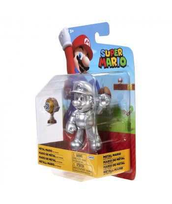 World Of Nintendo Metal Mario With Trophy Articulated 4 Inch Figure