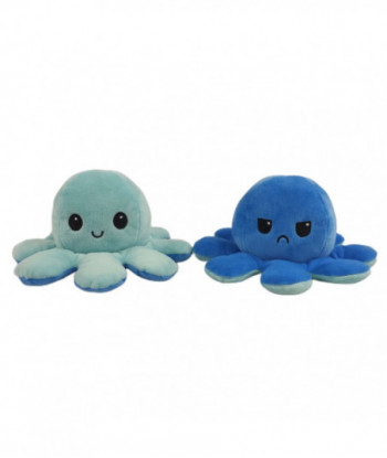 Reversible Flip Octopus Plush Soft Stuffed Toys Light Blue Dark Blue