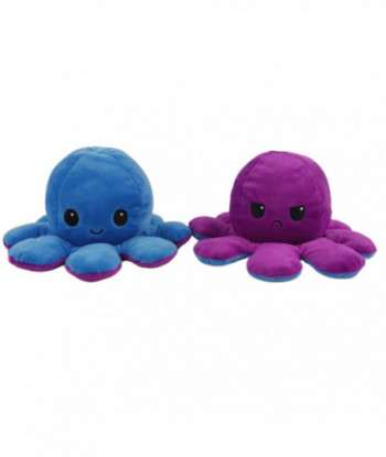 Reversible Flip Octopus Plush Soft Stuffed Toys Blue Purple