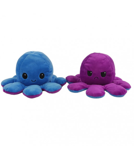 Reversible Flip Octopus Plush Soft Stuffed Toys Blue Purple