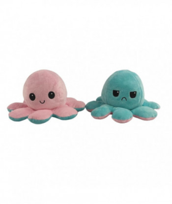 Reversible Flip Octopus Plush Soft Stuffed Toys Pink Teal