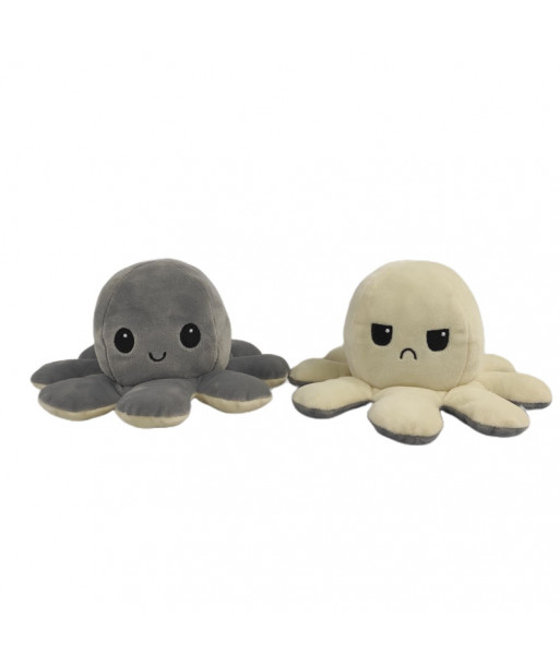 Reversible Flip Octopus Plush Soft Stuffed Toys Grey White