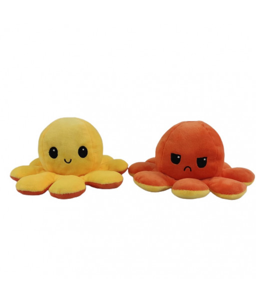 Reversible Flip Octopus Plush Soft Stuffed Toys Yellow Orange
