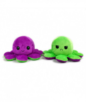 Reversible Flip Octopus Plush Soft Stuffed Toys Purple Neon Green