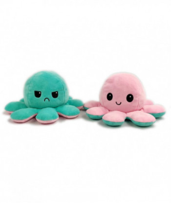 Reversible Flip Octopus Plush Soft Stuffed Toys Teal Pink