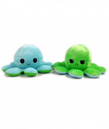 Reversible Flip Octopus Plush Soft Stuffed Toys Light Blue Green