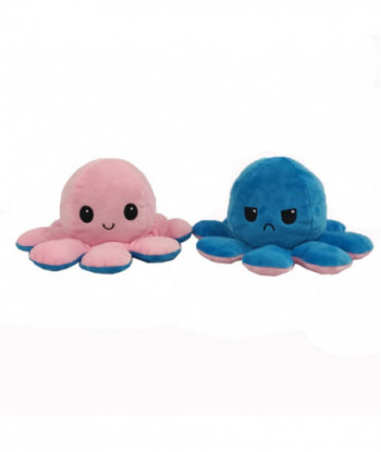 Reversible Flip Octopus Plush Soft Stuffed Toys Pink Dark Blue